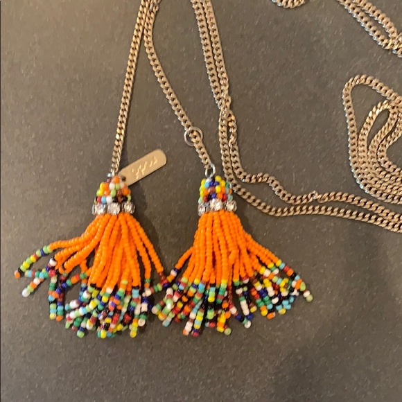 Anthro Rada Swarovski tassel lariat necklace